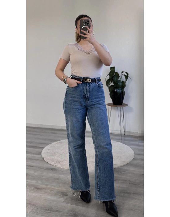 V YAKA DANTEL DETAY YARIM KOL BODY