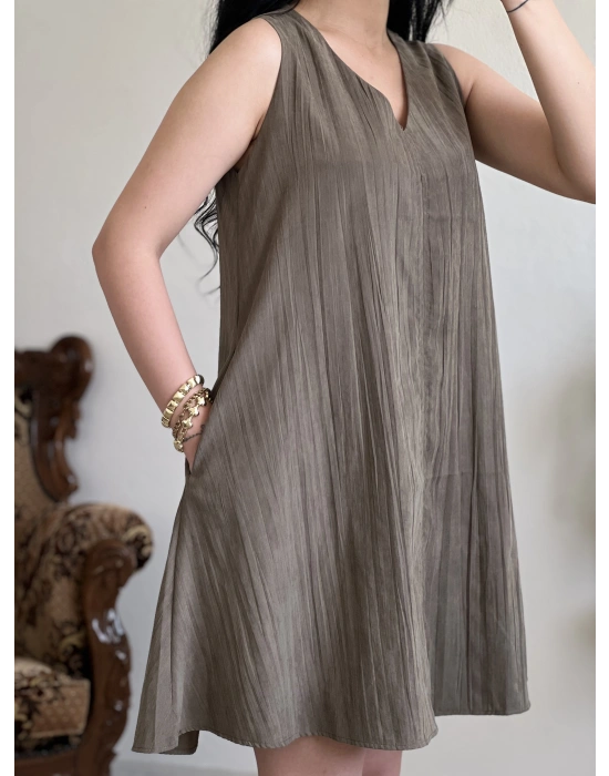 V YAKA NUBUK ELBİSE