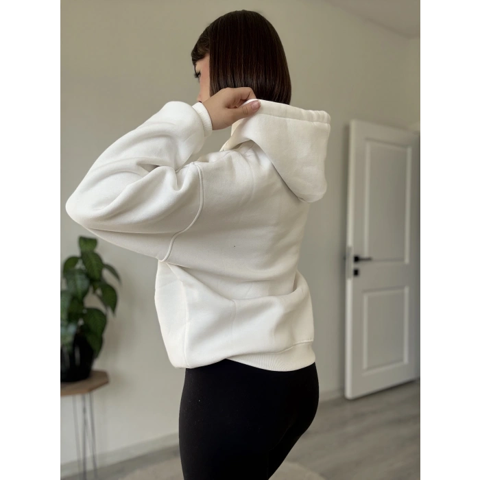 12 BASKI KAPÜŞONLU ÜÇ İPLİK SWEATSHİRT
