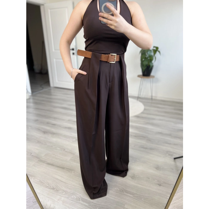 SÜET KEMERLİ TASARIM PANTOLON