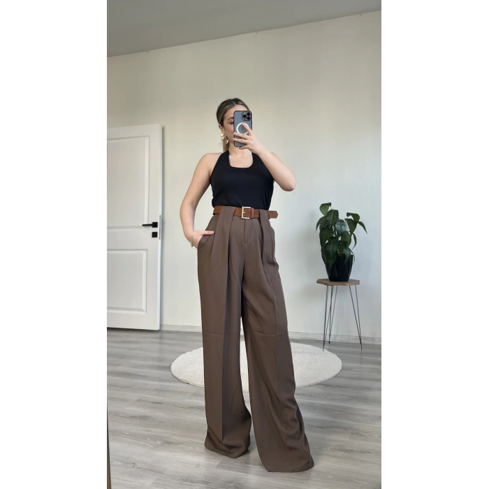 SÜET KEMERLİ TASARIM PANTOLON