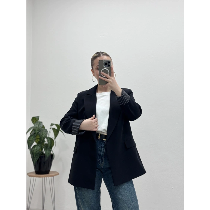 BLAZER CEKET ÇİZGİLİ ASTARLI
