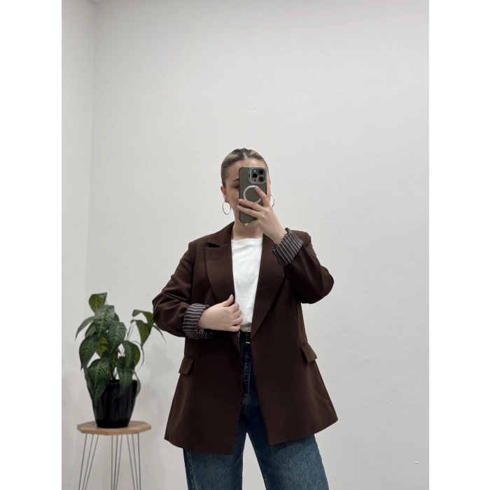 BLAZER CEKET ÇİZGİLİ ASTARLI