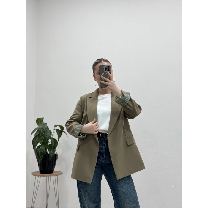 BLAZER CEKET ÇİZGİLİ ASTARLI