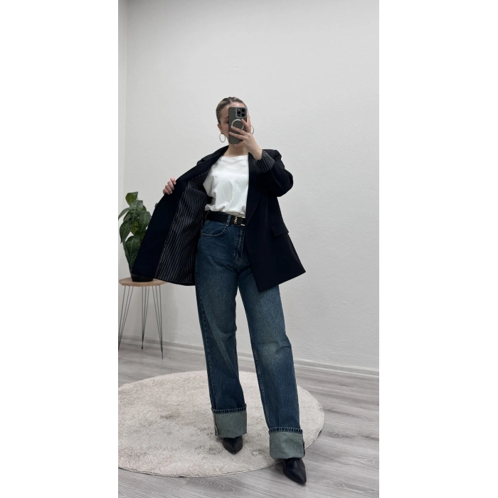 BLAZER CEKET ÇİZGİLİ ASTARLI