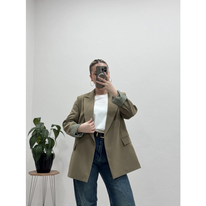 BLAZER CEKET ÇİZGİLİ ASTARLI
