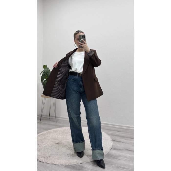 BLAZER CEKET ÇİZGİLİ ASTARLI