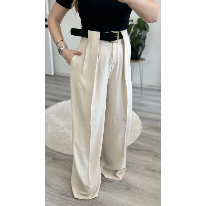 SÜET KEMERLİ TASARIM PANTOLON