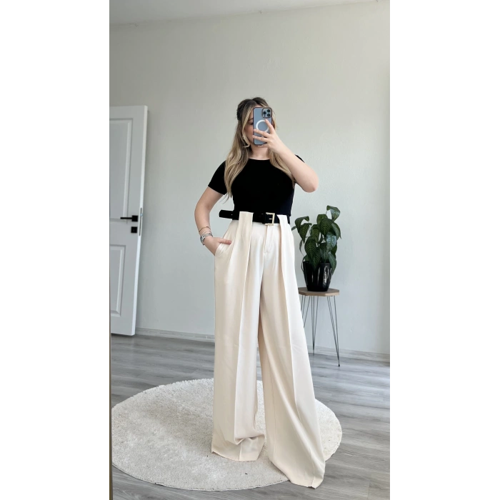 SÜET KEMERLİ TASARIM PANTOLON