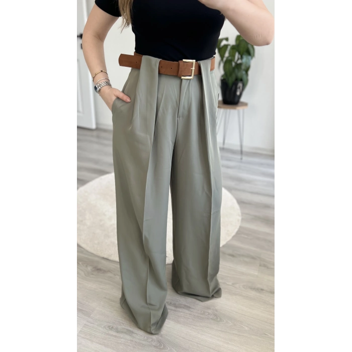 SÜET KEMERLİ TASARIM PANTOLON