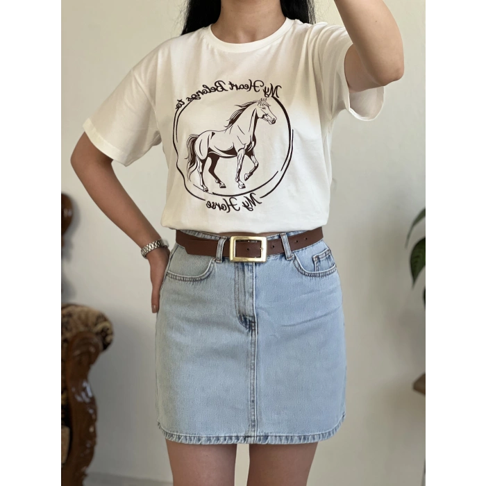 QUZU NAKIŞLI T-SHIRT