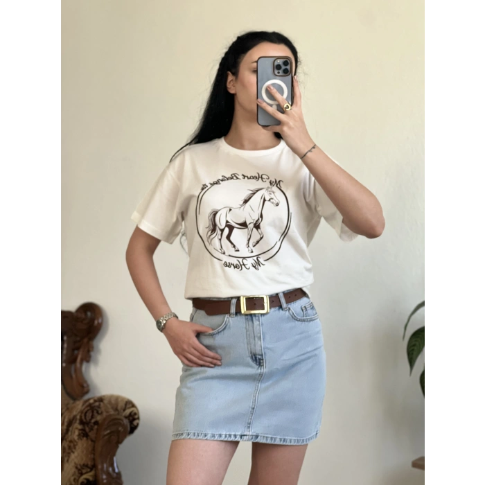 QUZU NAKIŞLI T-SHIRT