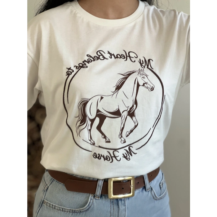 QUZU NAKIŞLI T-SHIRT