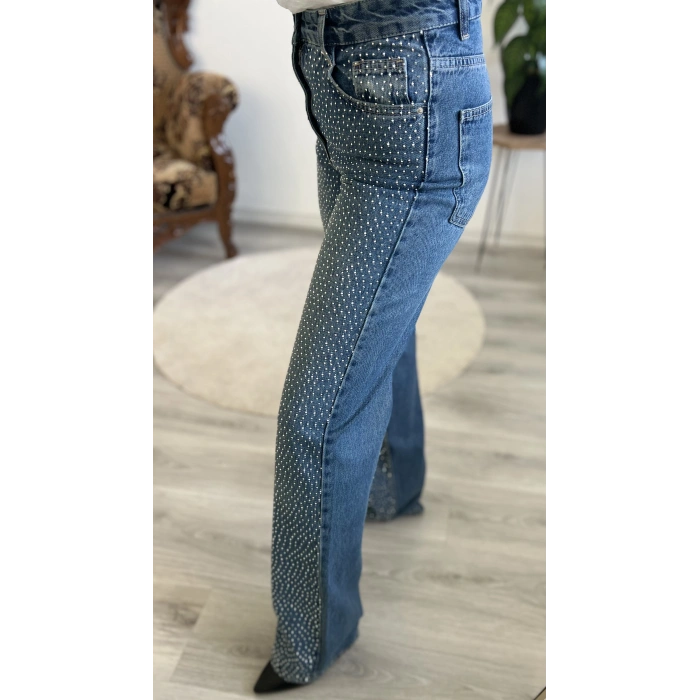 TAŞLI WİDE LEG JEAN