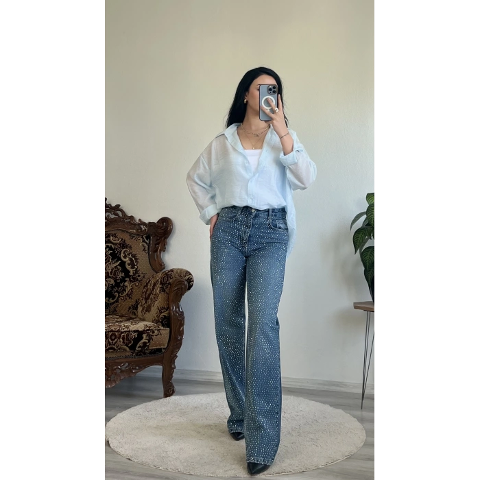 TAŞLI WİDE LEG JEAN