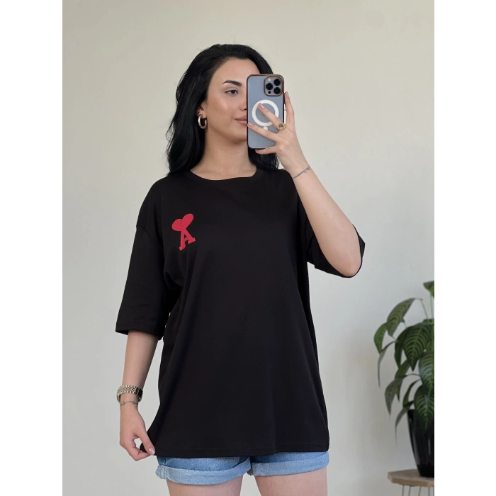 BASKI DETAY OVERSİZE T-SHİRT