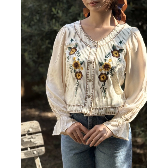 AYÇİÇEĞİ NAKIŞLI YELEK