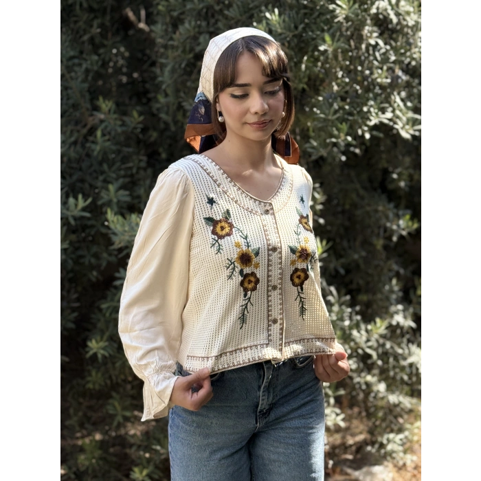 AYÇİÇEĞİ NAKIŞLI YELEK