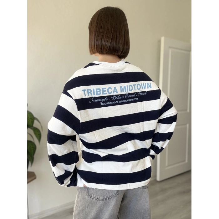 ÖN ARKA BASKI ÇİZGİLİ SWEAT
