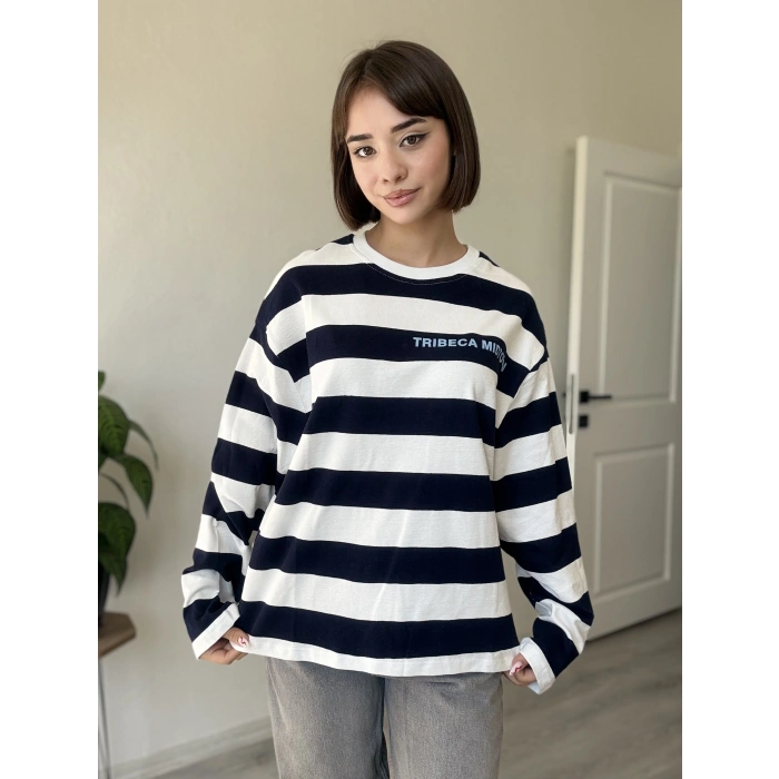 ÖN ARKA BASKI ÇİZGİLİ SWEAT