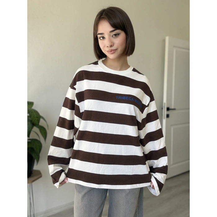 ÖN ARKA BASKI ÇİZGİLİ SWEAT