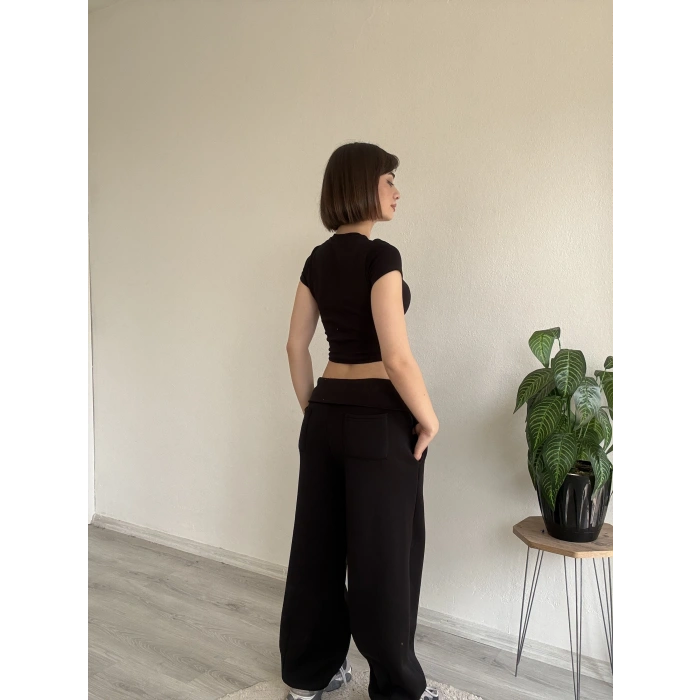 BEL KATLAMA ÜÇ İPLİK ŞARDONLU PAÇA STOPERLİ EŞOFMAN ALTI
