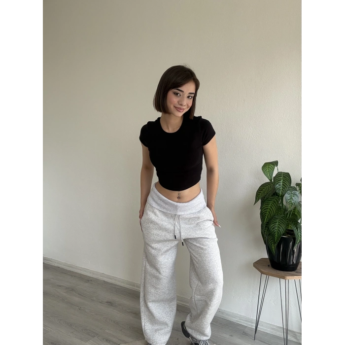 BEL KATLAMA ÜÇ İPLİK ŞARDONLU PAÇA STOPERLİ EŞOFMAN ALTI