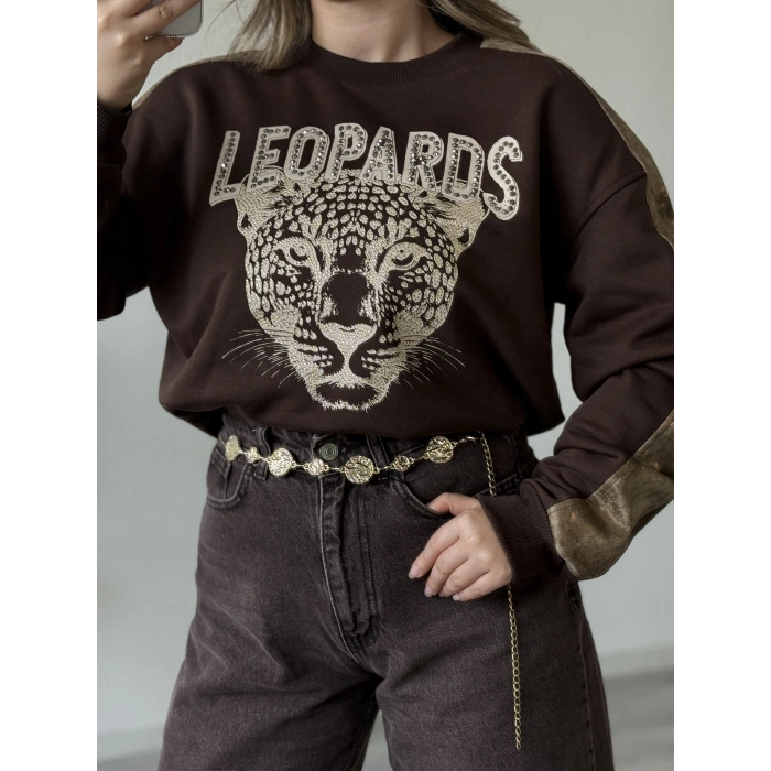 LEOPARDS BASKILI TAŞLI SWEAT