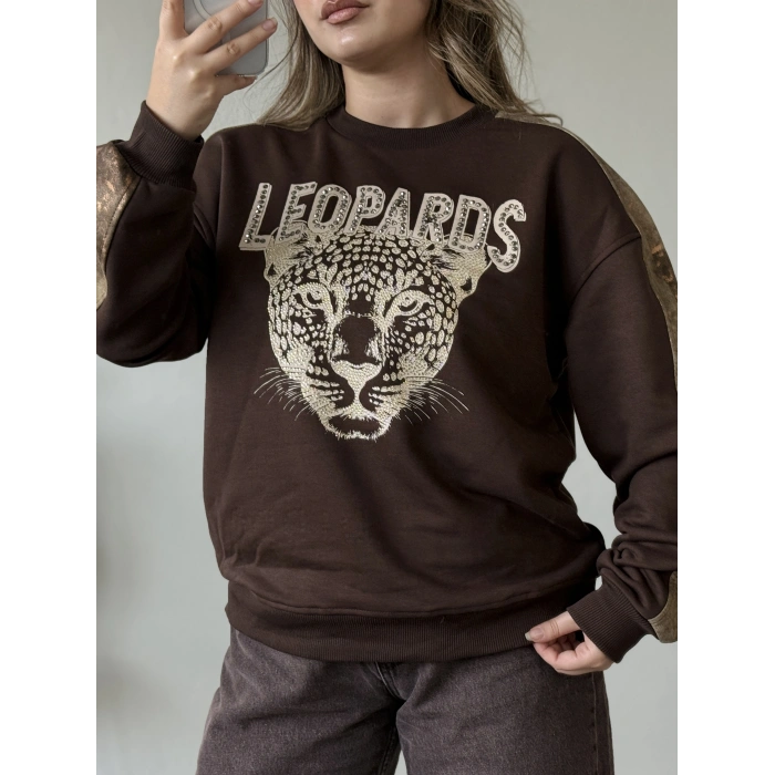 LEOPARDS BASKILI TAŞLI SWEAT