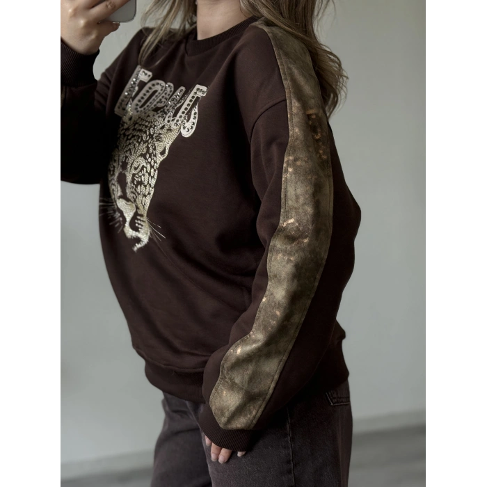 LEOPARDS BASKILI TAŞLI SWEAT