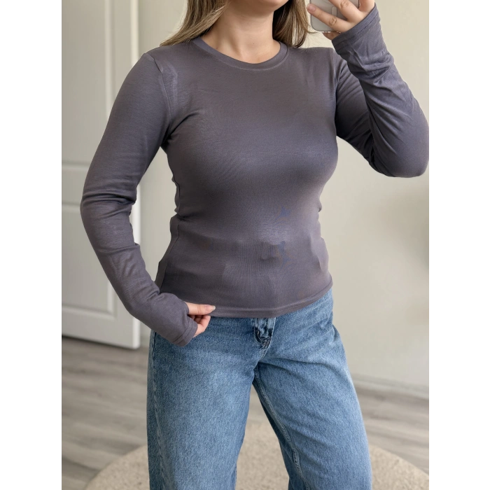 PARMAK GEÇMELİ YUVARLAK YAKA BODY