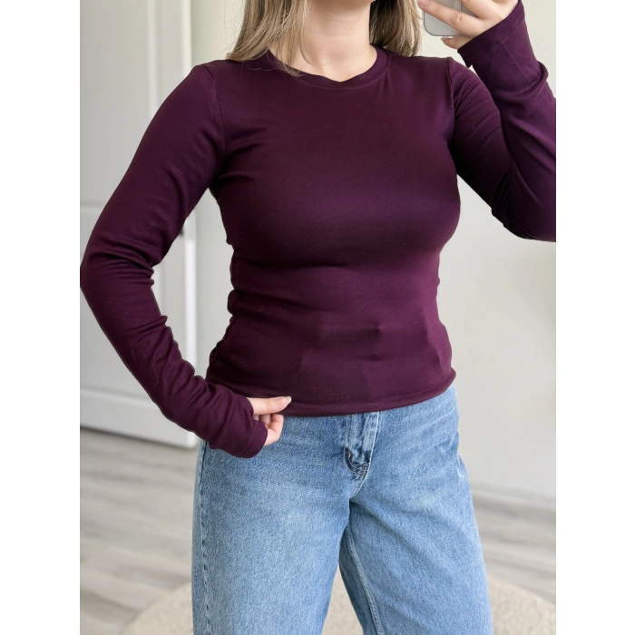 PARMAK GEÇMELİ YUVARLAK YAKA BODY