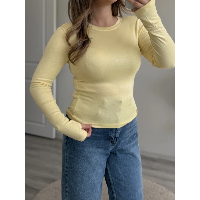 PARMAK GEÇMELİ YUVARLAK YAKA BODY