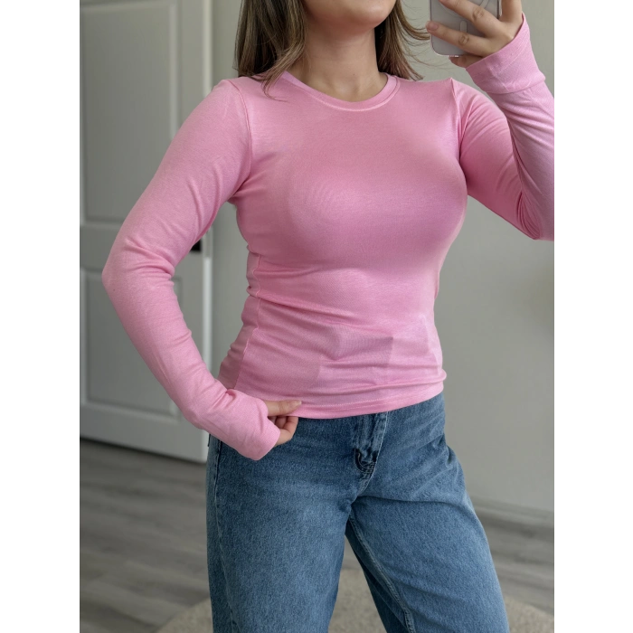 PARMAK GEÇMELİ YUVARLAK YAKA BODY