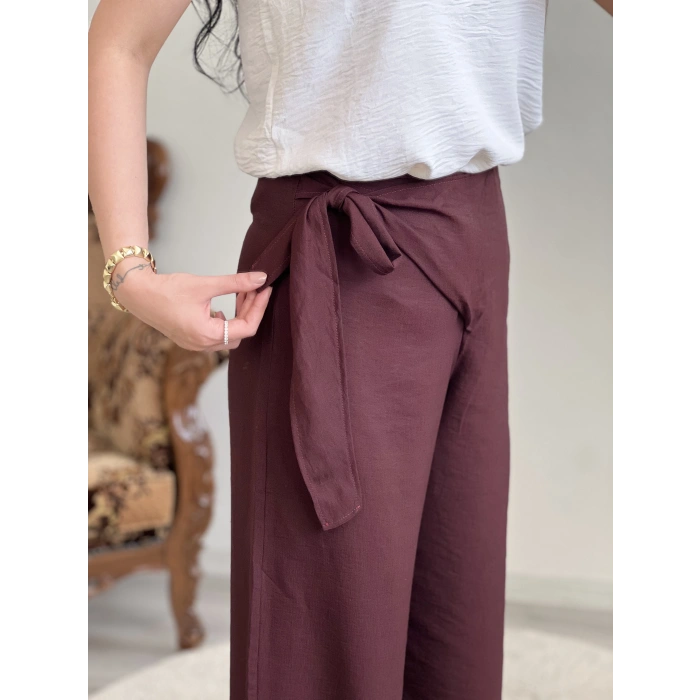 BAĞLAMALI KETEN PANTOLON