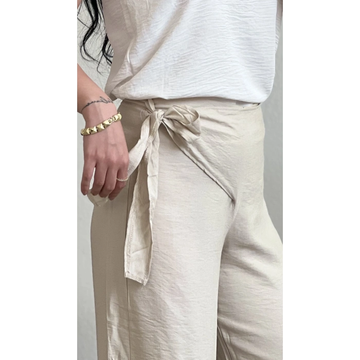 BAĞLAMALI KETEN PANTOLON