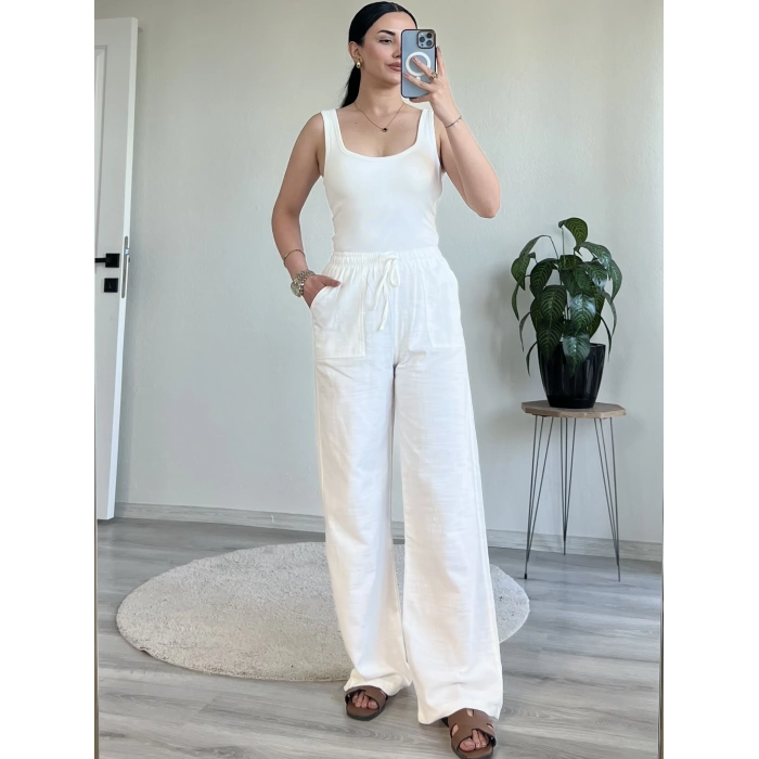 FİLAMLI KETEN PANTOLON