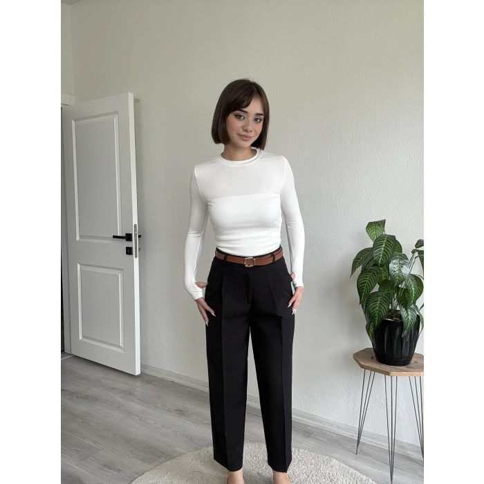 KAROL KEMERLİ HAVUÇ KESİM PANTOLON