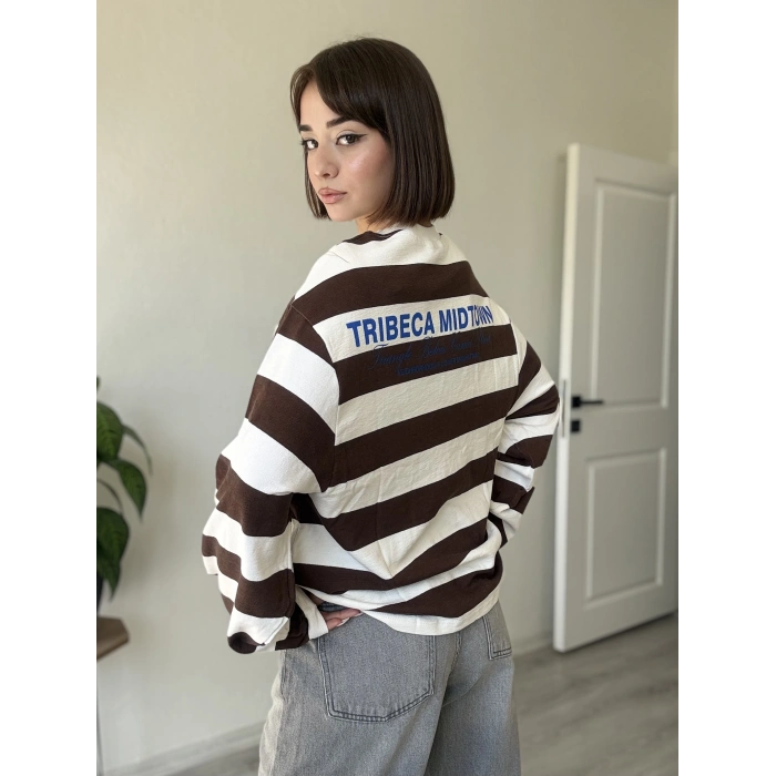 ÖN ARKA BASKI ÇİZGİLİ SWEAT