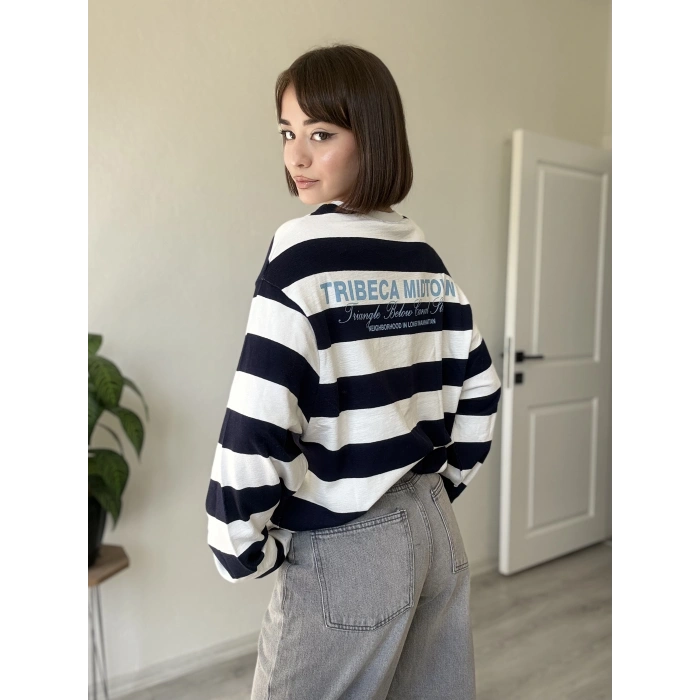 ÖN ARKA BASKI ÇİZGİLİ SWEAT
