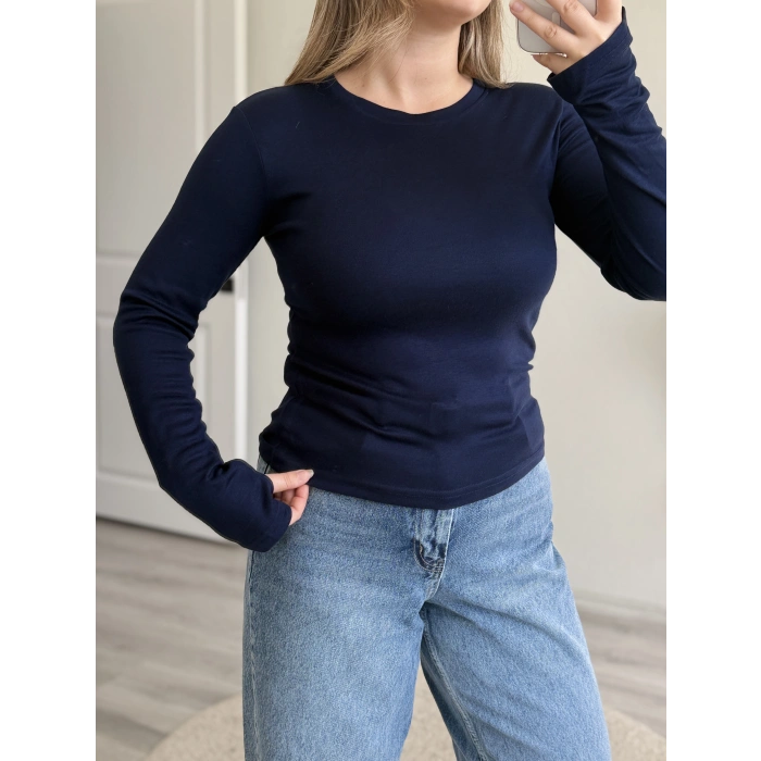 PARMAK GEÇMELİ YUVARLAK YAKA BODY