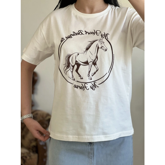 QUZU NAKIŞLI T-SHIRT
