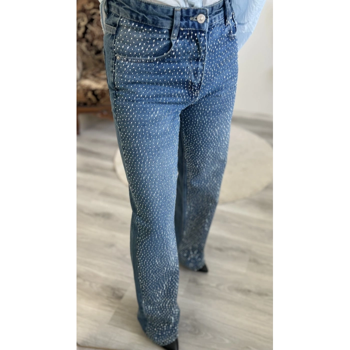 TAŞLI WİDE LEG JEAN