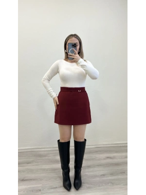 KEMER DETAYLI ŞORT ETEK