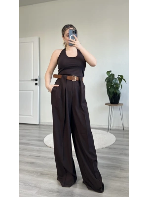 SÜET KEMERLİ TASARIM PANTOLON