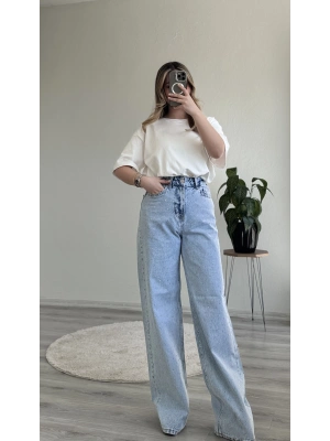 AÇIK KAR YIKAMA TAŞLI PALAZZO PANTOLON