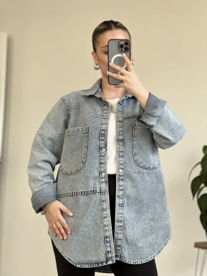 PARÇALI YIKAMALI UZUN KOT GÖMLEK