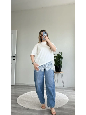 TİŞÖRT - ETEK UCU DANTELLİ