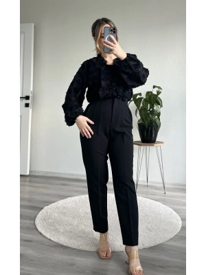 FIRFIR DETAYLI PAMUKLU ŞİFON BLUZ