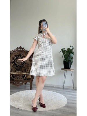 FİYONK BAĞLAMALI PUANTİYELİ ELBİSE